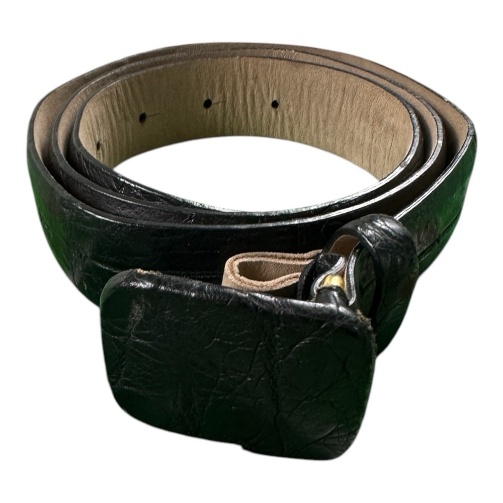 Donna Karan 90s Vintage Genuine Alligator Leather Belt Black Made in Italy 36